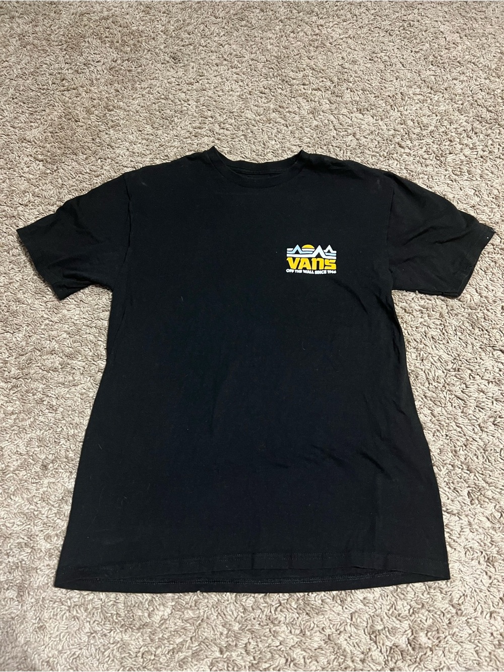 Vans Black Short-Sleeve Tee with Yellow Logo
